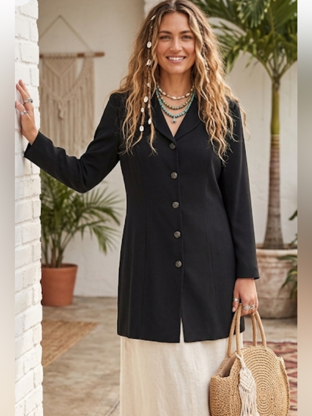J.Jill Stretch Blazer Black Minimalist Modern Petite Size 10